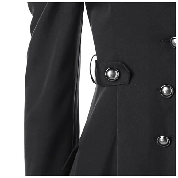 Military Button Asymmetrical High Low Dress - Picture 7 of 8